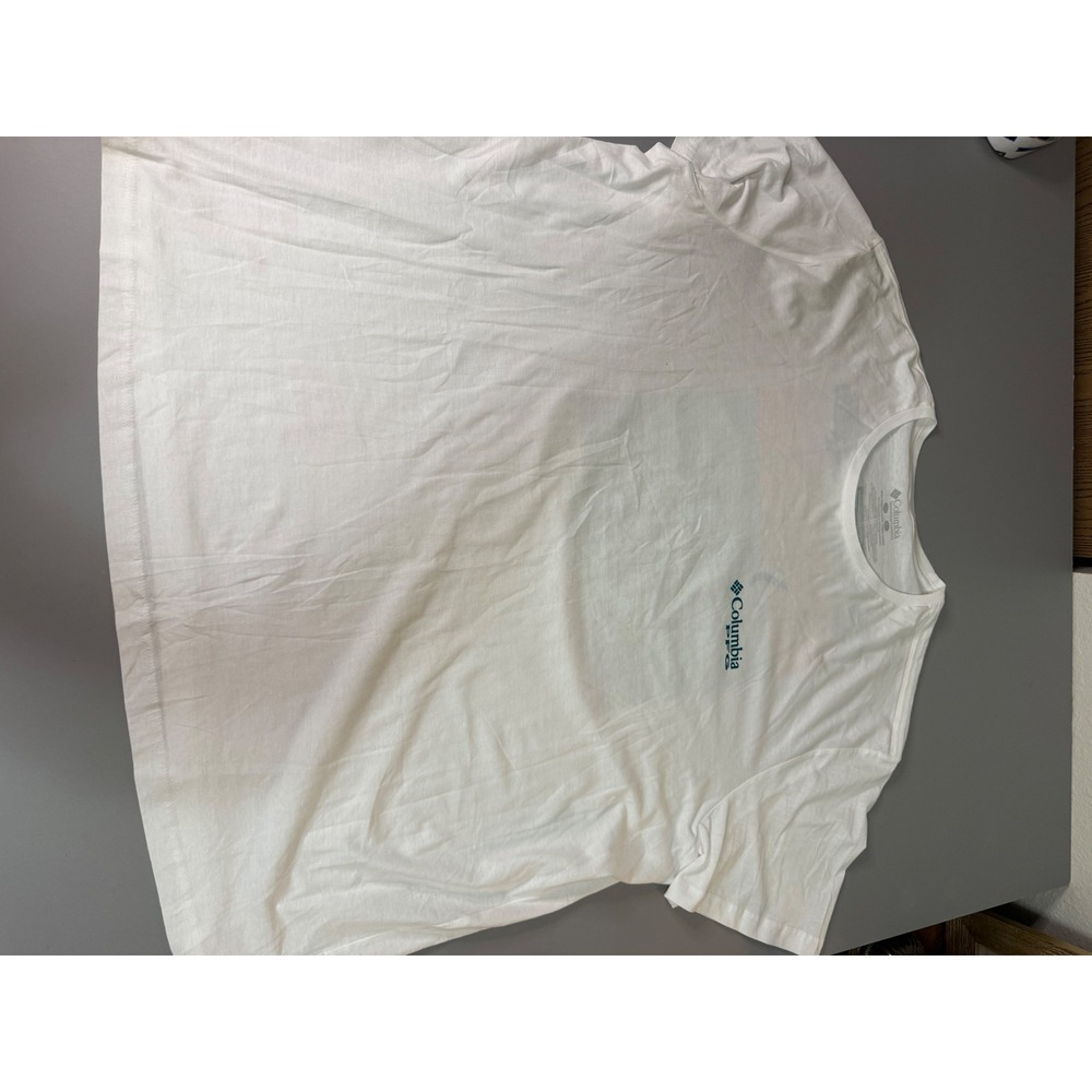 Columbia PFG Mens 2XL White Fishing Graphic T-Shirt Marlin Sunset Cotton Tee